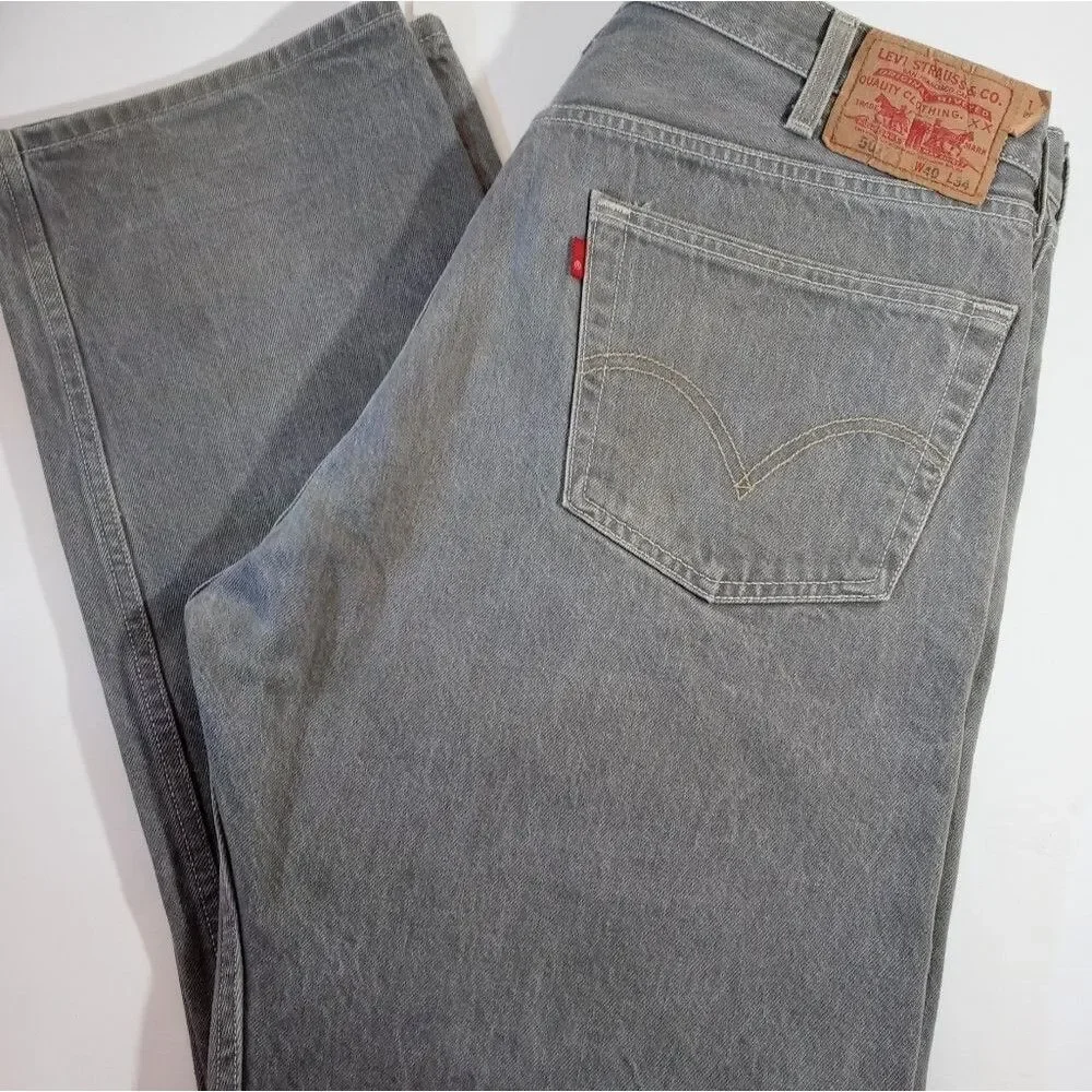 Vintage Levi's Original 501 Cotton Men's Gray Straight Leg Button Fly 40…